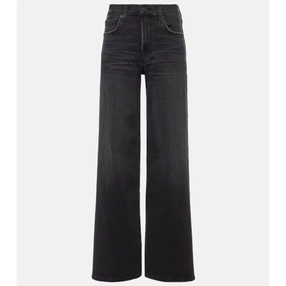 Citizens Of Humanity Loli Mid Rise Wide Leg Black Jeans Denim W32 EUC Pockets - Picture 2 of 16